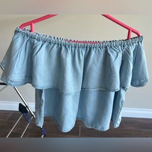 3/$25❤️ Zara Woman Denim Off-Shoulder Cropped Tees